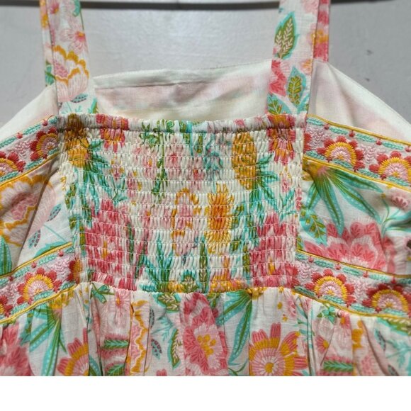 Rachel Zoe Tropical Pineapple Maxi Dress 4 Floral Embroidered Tiered Babydoll - Picture 15 of 15